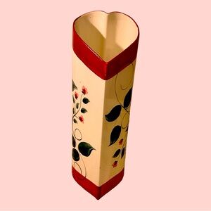 Vicky Wesley Pottery Heart Shape Vase 11" Ceramic Handpainted